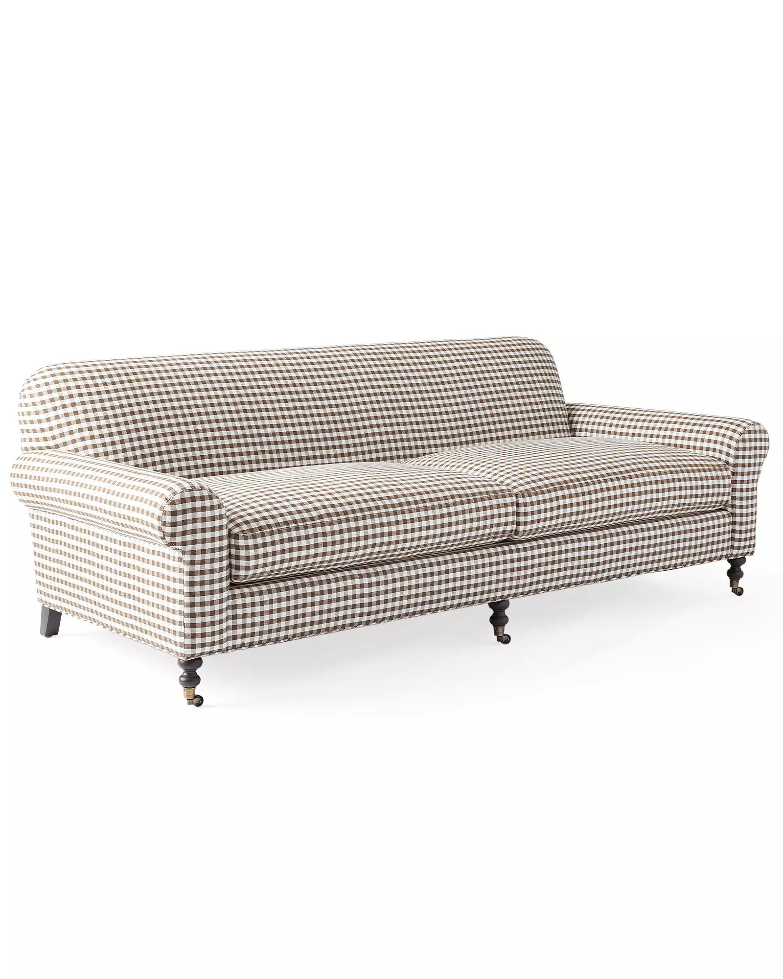 Cambridge Sofa in Earth Petite Linen Gingham | Serena and Lily
