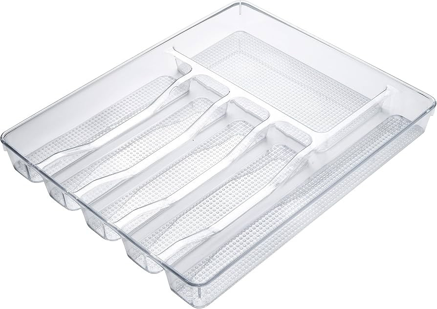 SIMPLEMADE Large Silverware Tray Organizer, 6-Compartments, Non-Slip Lining for Kitchen Drawer Fl... | Amazon (US)