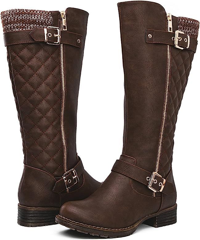 GLOBALWIN Women's Quilted Knee-High Fashion Boots | Amazon (US)