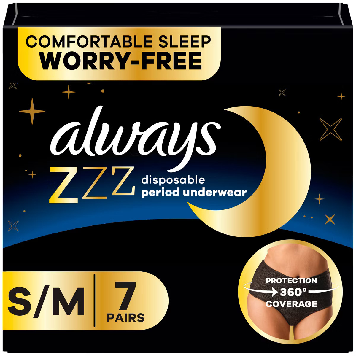 Always ZZZ Overnight Period Underwear - S/M - 7ct | Target