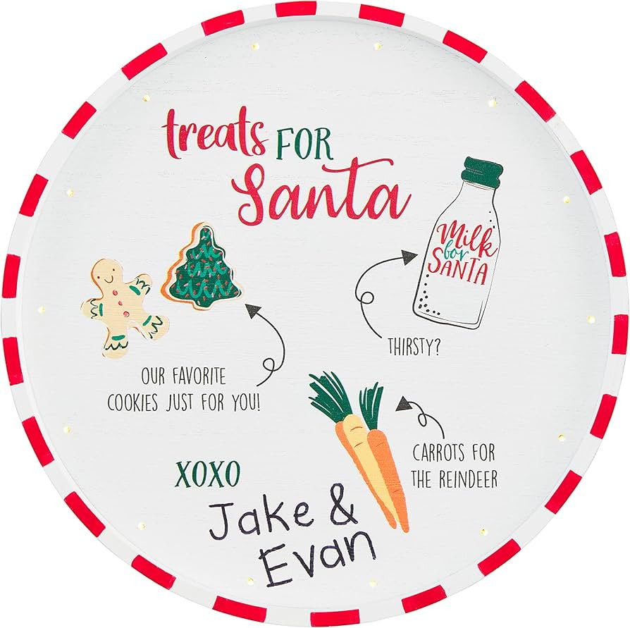 Mud Pie Kid's Light Up Christmas Cookie Plate, 12" dia | Amazon (US)