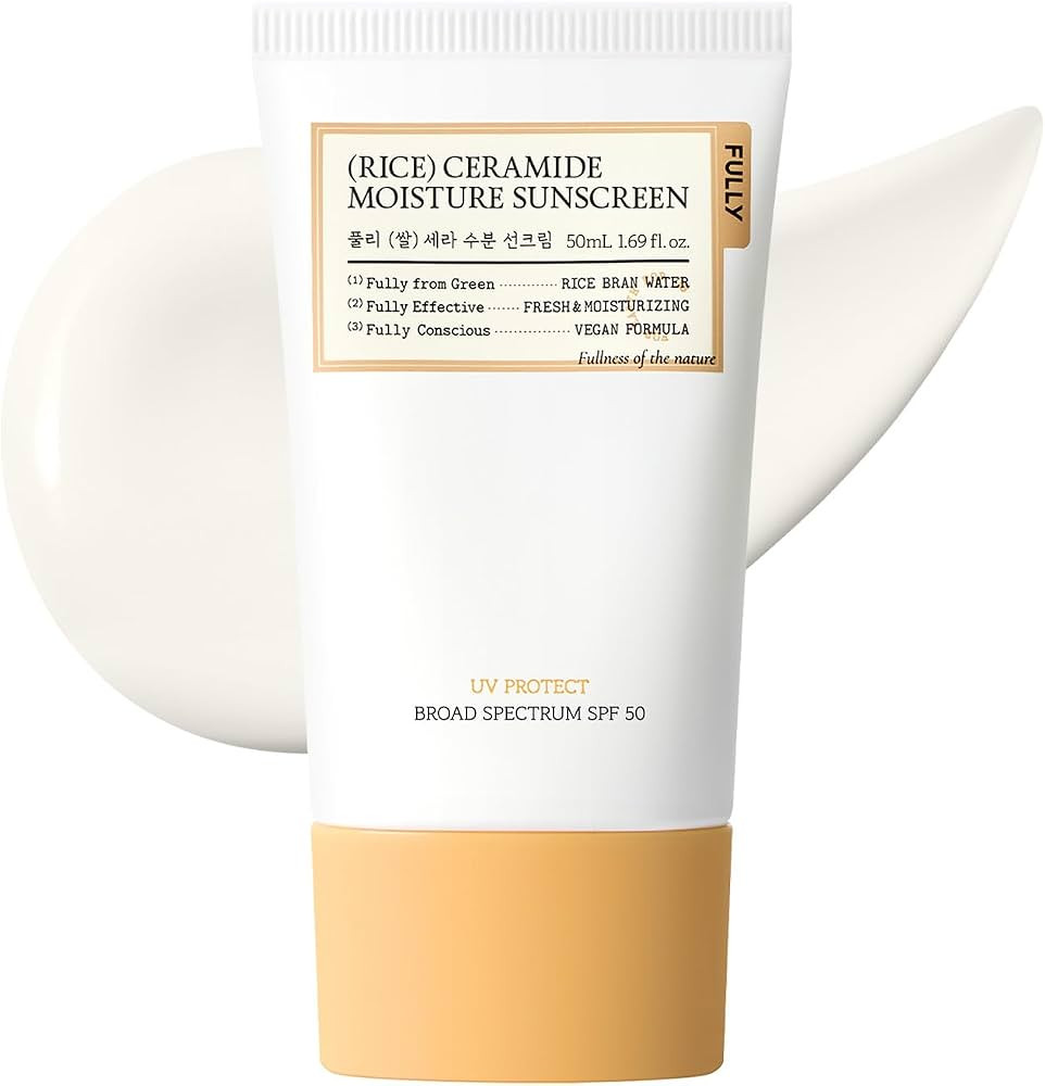 FULLY Rice Ceramide Moisture Sunscreen, SPF 50, No White Cast, 1.69 fl oz     Non-Sticky Finish, ... | Amazon (US)