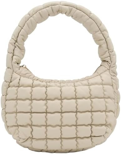 FashionPuzzle Lightweight Quilted Soft PU Leather Crescent Puffer Hobo Shoulder Bag | Amazon (US)