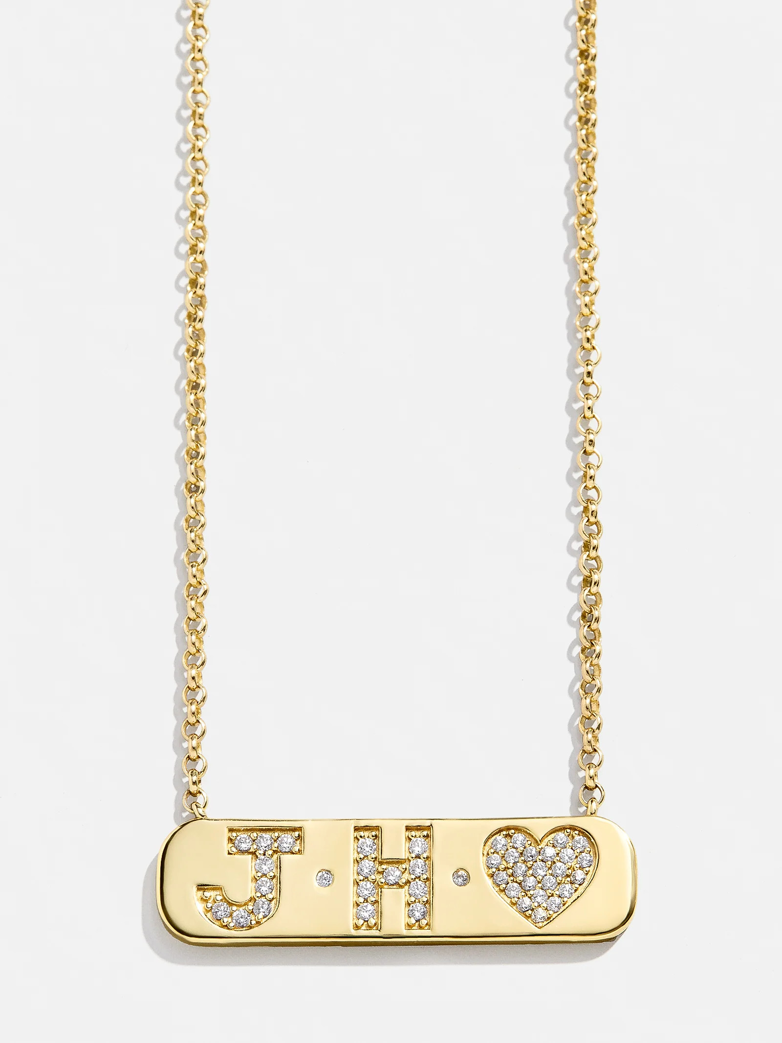 18K Gold Initial Bar Necklace - Gold/Pavé | BaubleBar (US)