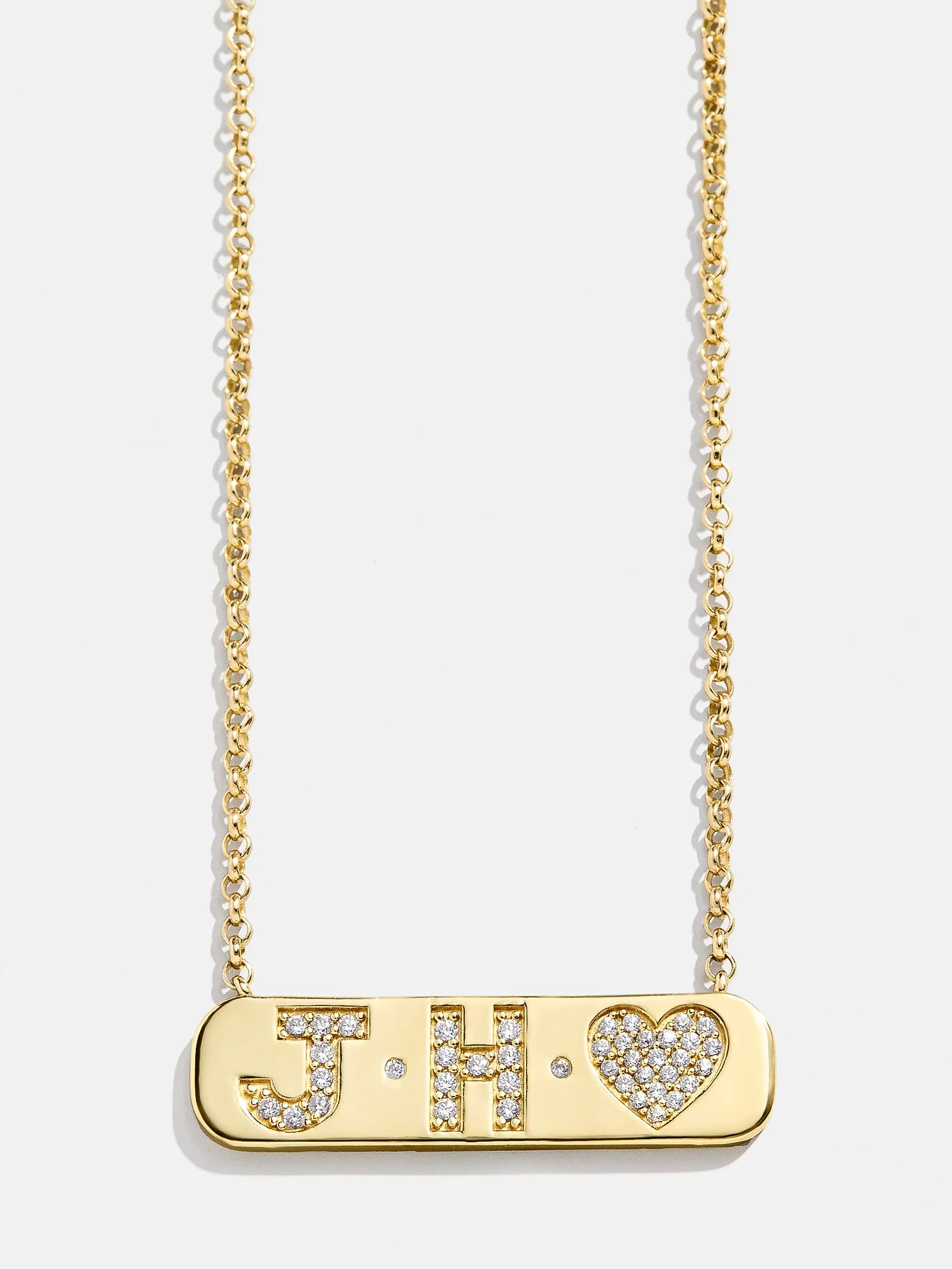 18K Gold Initial Bar Necklace - Clear/Gold | BaubleBar (US)