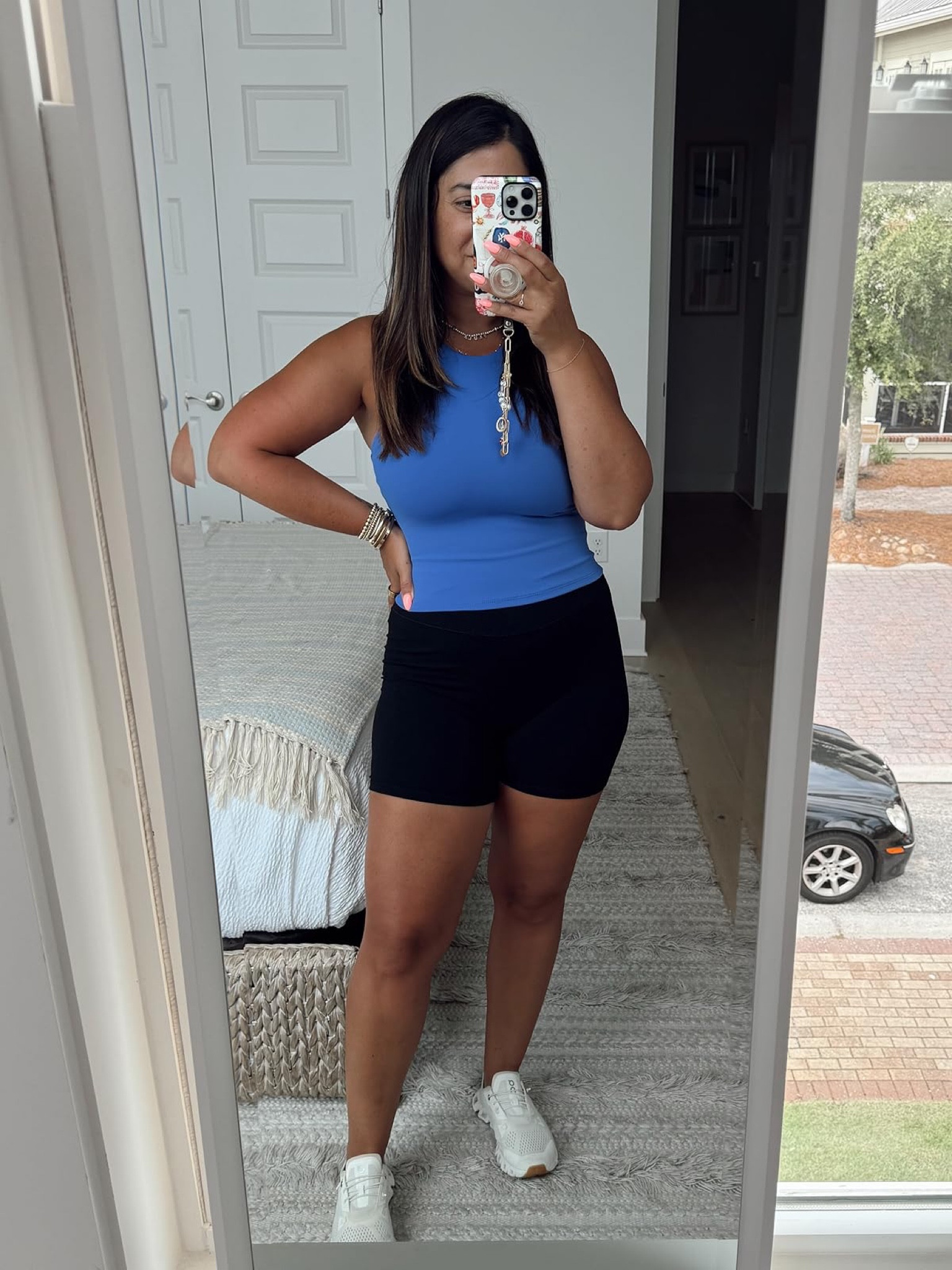 Workout OOTD with my favorite workout shorts that don't roll up! I'm wearing an XS in the tank, and medium 5" in the shorts.

#LTKFitness #LTKSeasonal #LTKActive