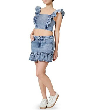Stevie by Steve Madden Denim High Rise Ruffle Hem Skirt | Dillard's