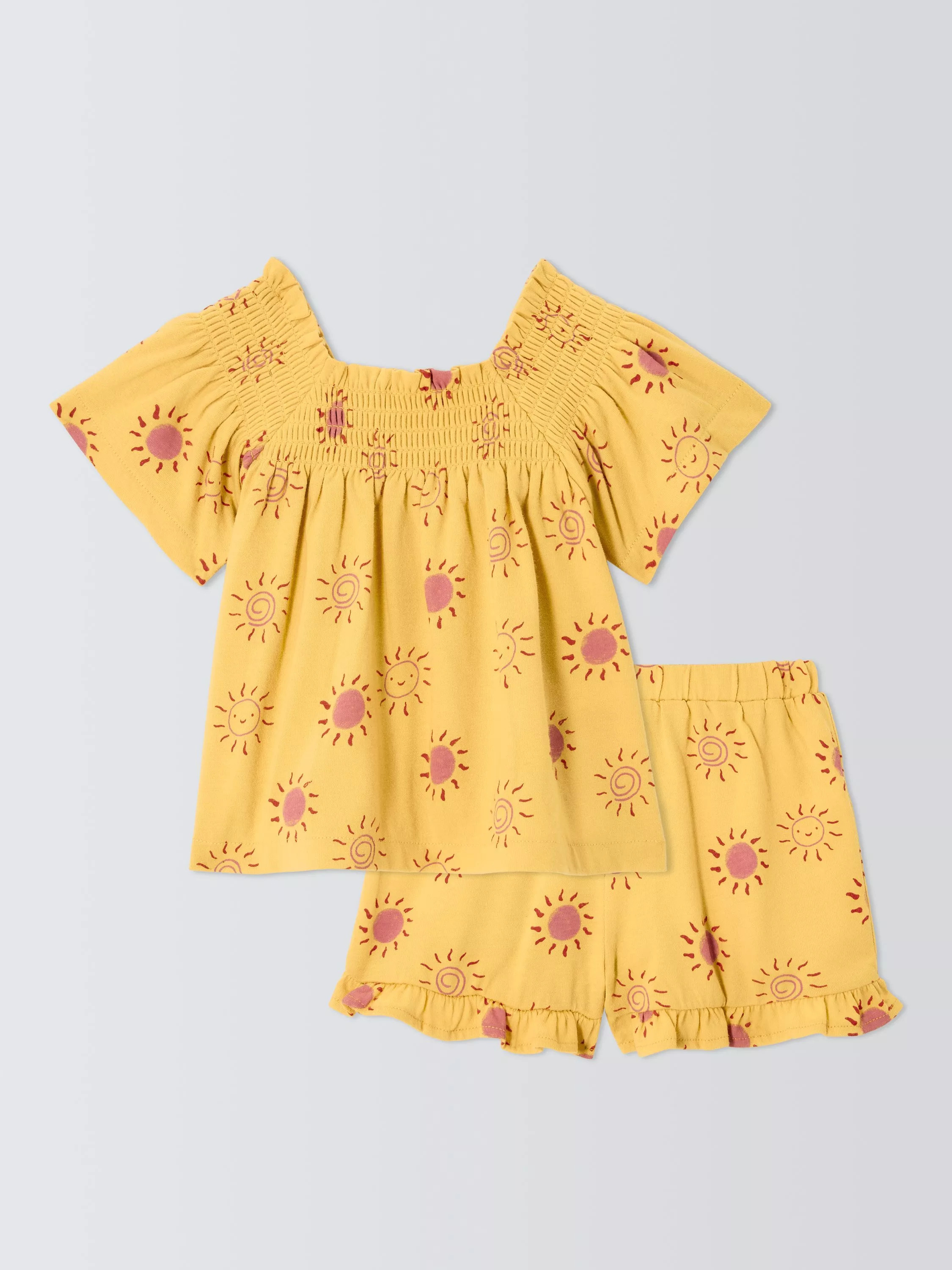 John Lewis Baby Sun Print Jersey T-Shirt & Shorts Set, Yellow | John Lewis (UK)