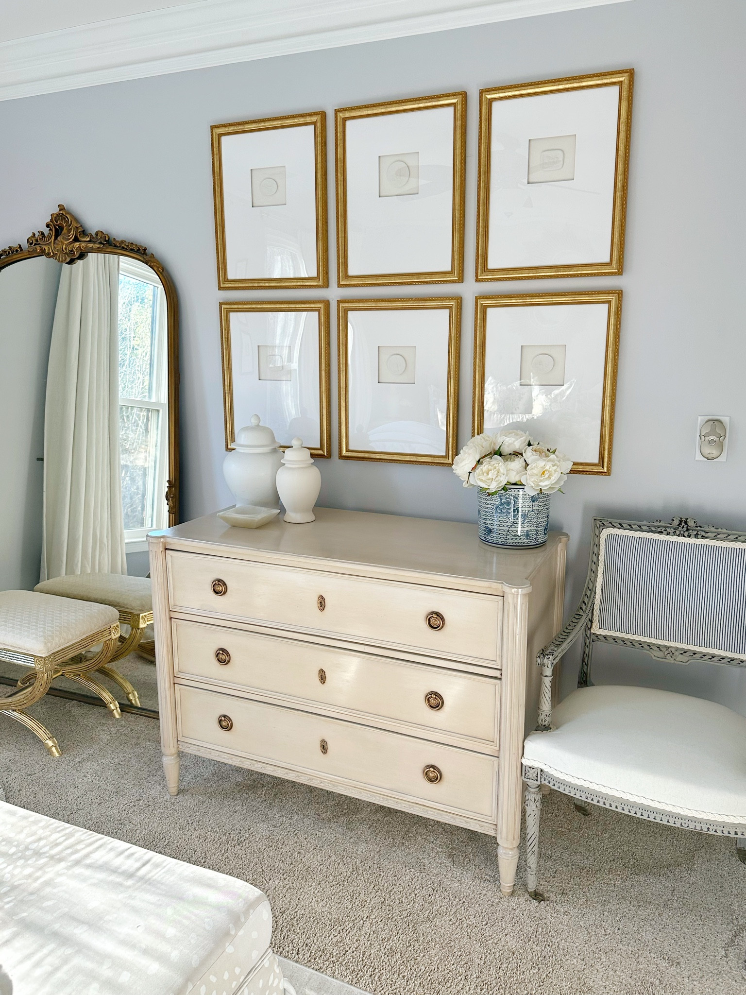 It’s amazing what the right size art can do for your space. Since changing the desk out for this dresser, I needed something more substantial. Yes, the intaglios go slightly over the dresser edges, but wouldn’t you agree the scale is much better than the original artwork?  
.
I will link the intaglios in my LTK. Get 15% off when you use my code LATTI15. 
.
.
.
.
.
.
.
.
#intaglio #wallartideas #gallerywallinspo #classicdecor #traditionalbedroom #grandmillennialbedroom #floormirror #arhausinmyhouse #etsyart #blueandwhitepottery #chinoiseriestyle #bedroomdetails #bedroomdesignsideas #dresserdecor #gingerjarstyle #competition 

#LTKFind #LTKhome #LTKsalealert