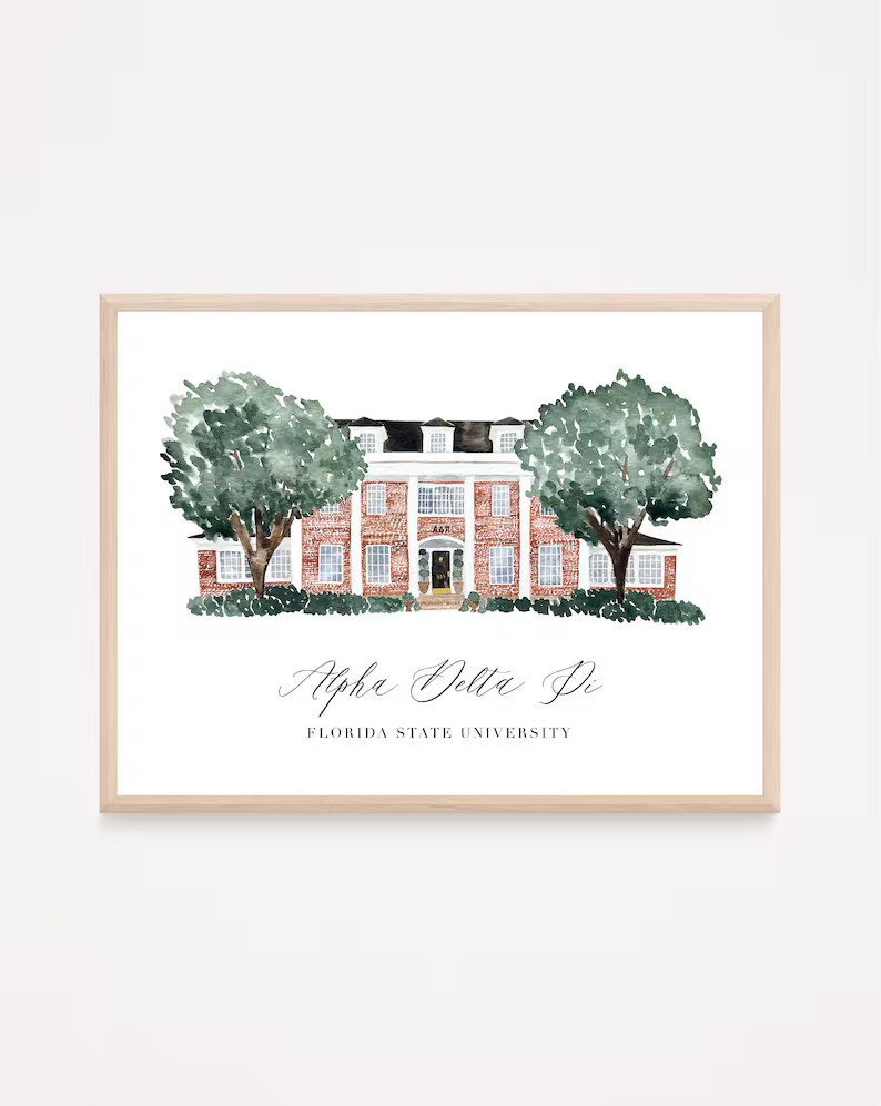 Custom Sorority House Watercolor Painting - Etsy | Etsy (US)