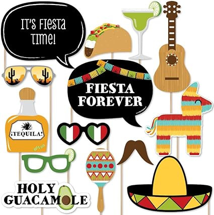 Big Dot of Happiness Mexican Fiesta - Mexican Themed Photo Booth Props Kit - 20 Count | Amazon (US)