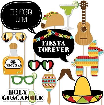 Big Dot of Happiness Mexican Fiesta - Mexican Themed Photo Booth Props Kit - 20 Count | Amazon (US)