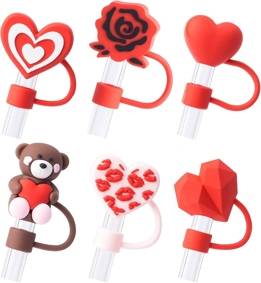 6Pcs Valentine's Day Straw Cover Cap for Stanley Cup 40oz/30oz Tumbler, 10mm Reusable Cute Drinki... | Amazon (US)