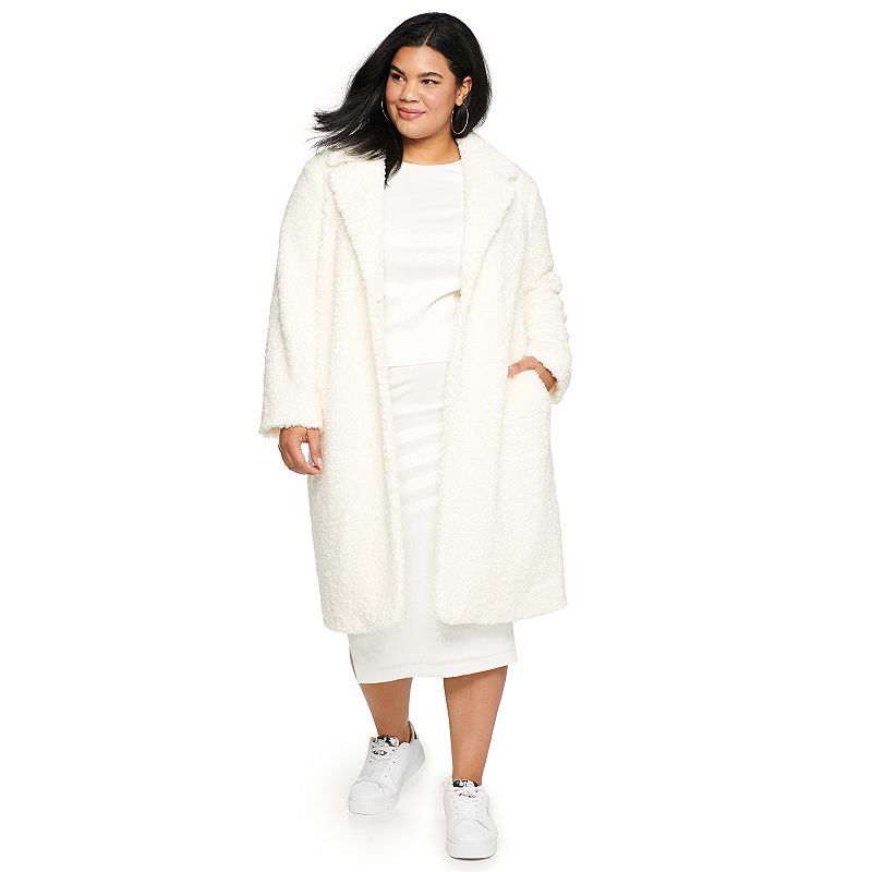 Plus Size Sonoma Goods For Life x Denise Bidot Teddy Coat, Women's, Size: 5XL, White | Kohl's