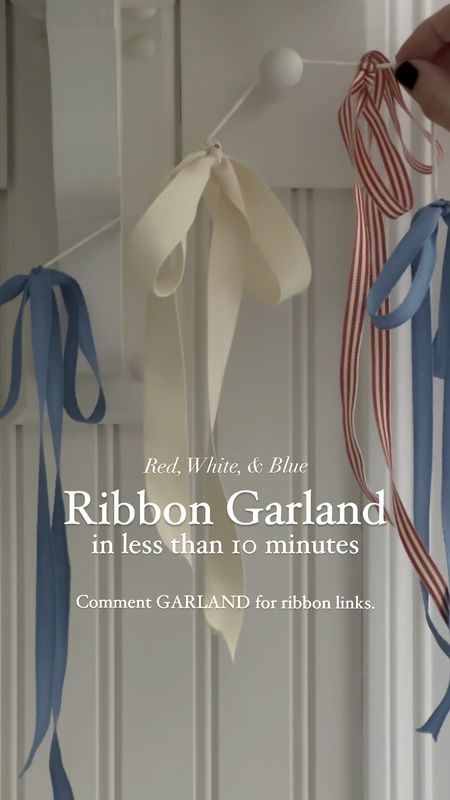 Red, white, and blue ribbon garland made in less than 10 minutes. 

#LTKHome #LTKVideo #LTKSeasonal