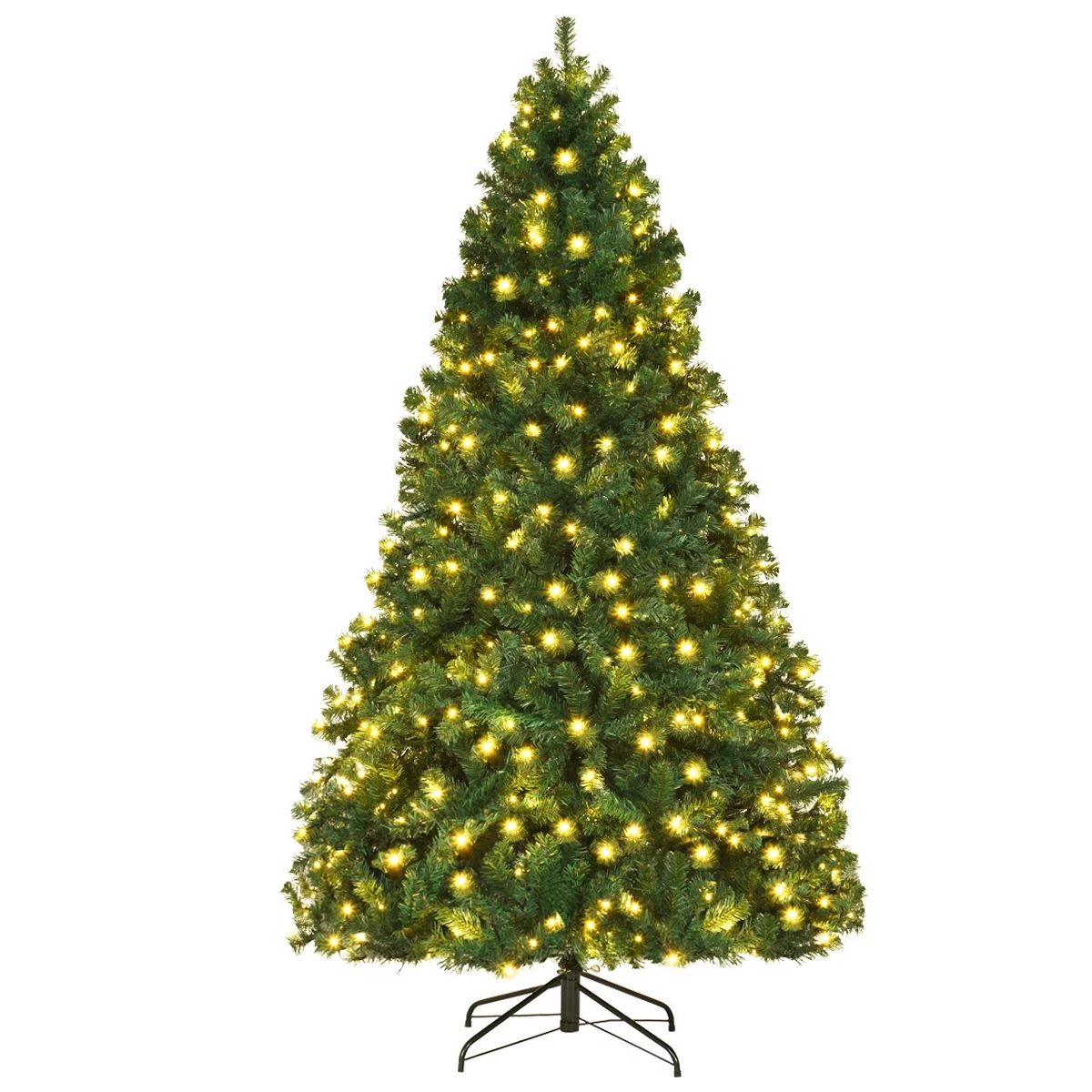 Costway 7Ft/7.5Ft/8Ft Pre-Lit PVC Christmas Tree Hinged 300/400/430 Lights | Walmart (US)
