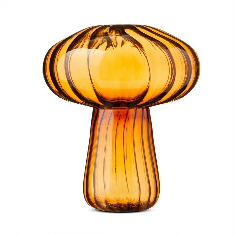 Harvest Indoor Decor Amber Glass Mushroom Vase, 5" x 2", by Way To Celebrate | Walmart (US)
