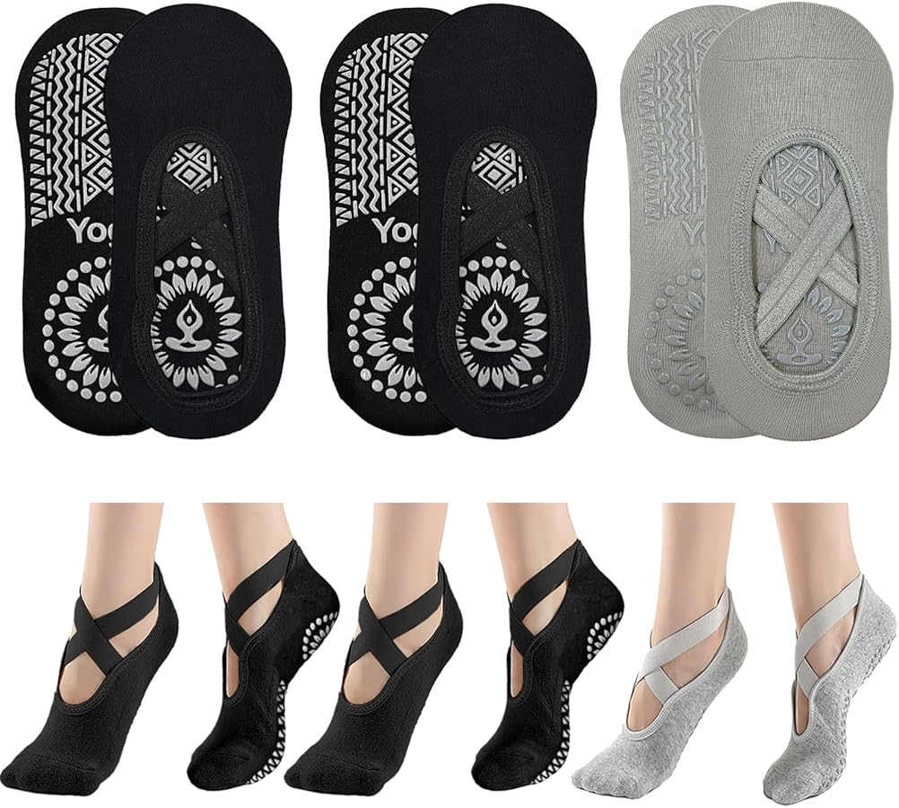 KEYRI 3 Pairs Non-Slip Yoga Socks for Women Girls Non-Slip Training Socks, One Size Fits All Floo... | Amazon (FR)