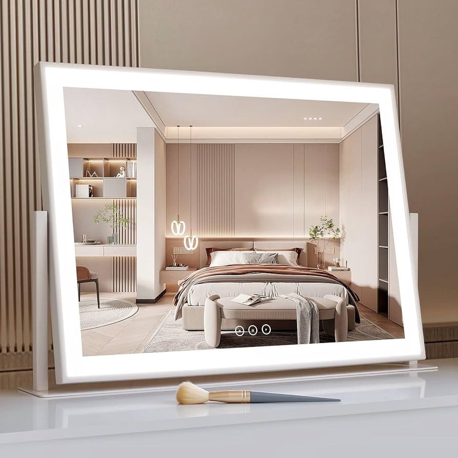 Vanity Mirror with Lights, Large Makeup Mirror with Lights, LED Lighted Makeup Mirror with 3 Colo... | Amazon (US)