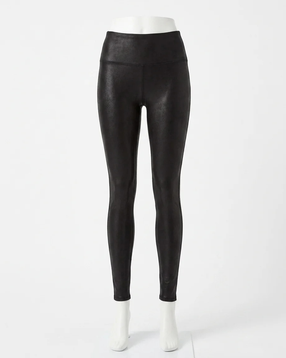 Faux Leather Fleece Lined Leggings In Black | Shop Simon