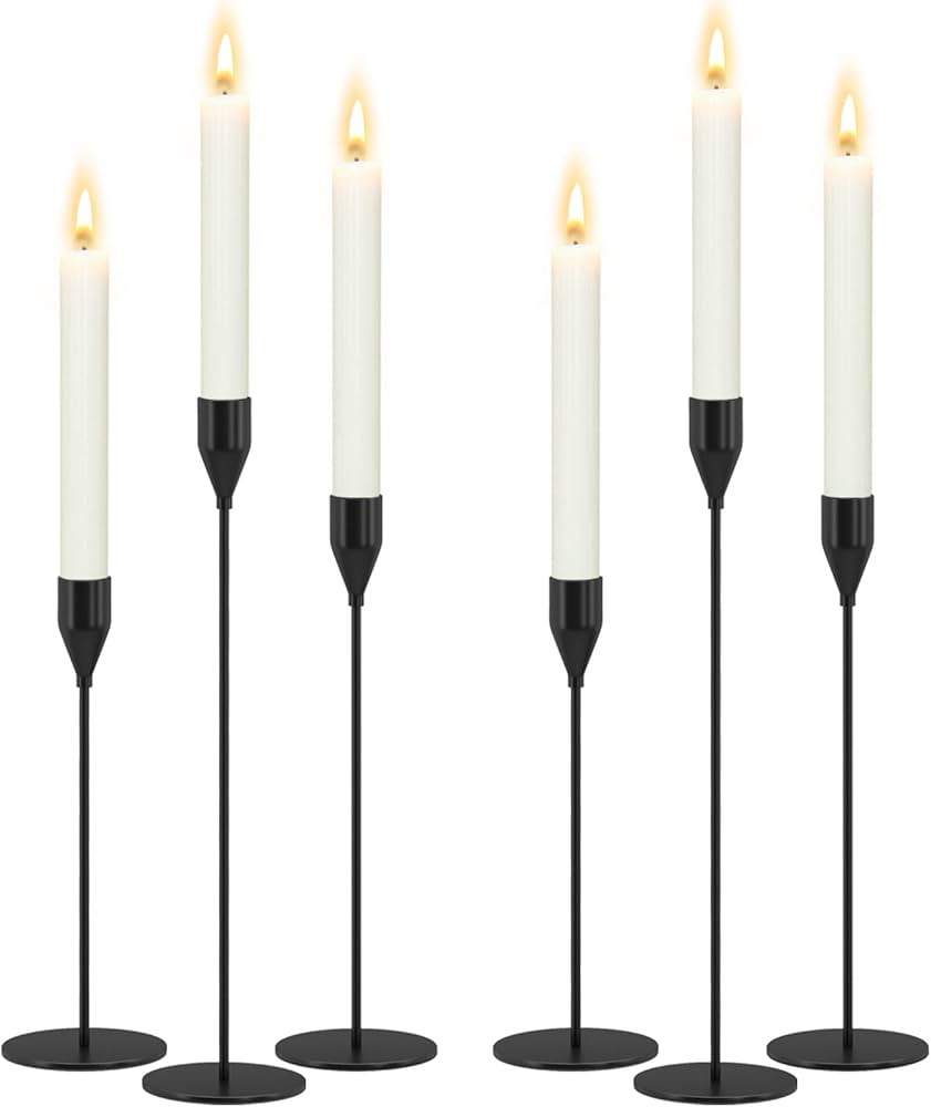 HUANGXIN Black Candle Holders Set of 6 for Taper Candles Vintage Metal Candlestick Holder for Hom... | Amazon (US)