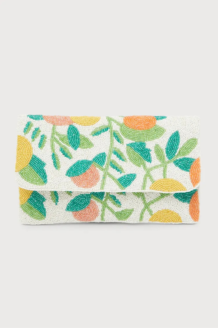 Fruitful Festivities White Multi Beaded Clutch | Lulus (US)