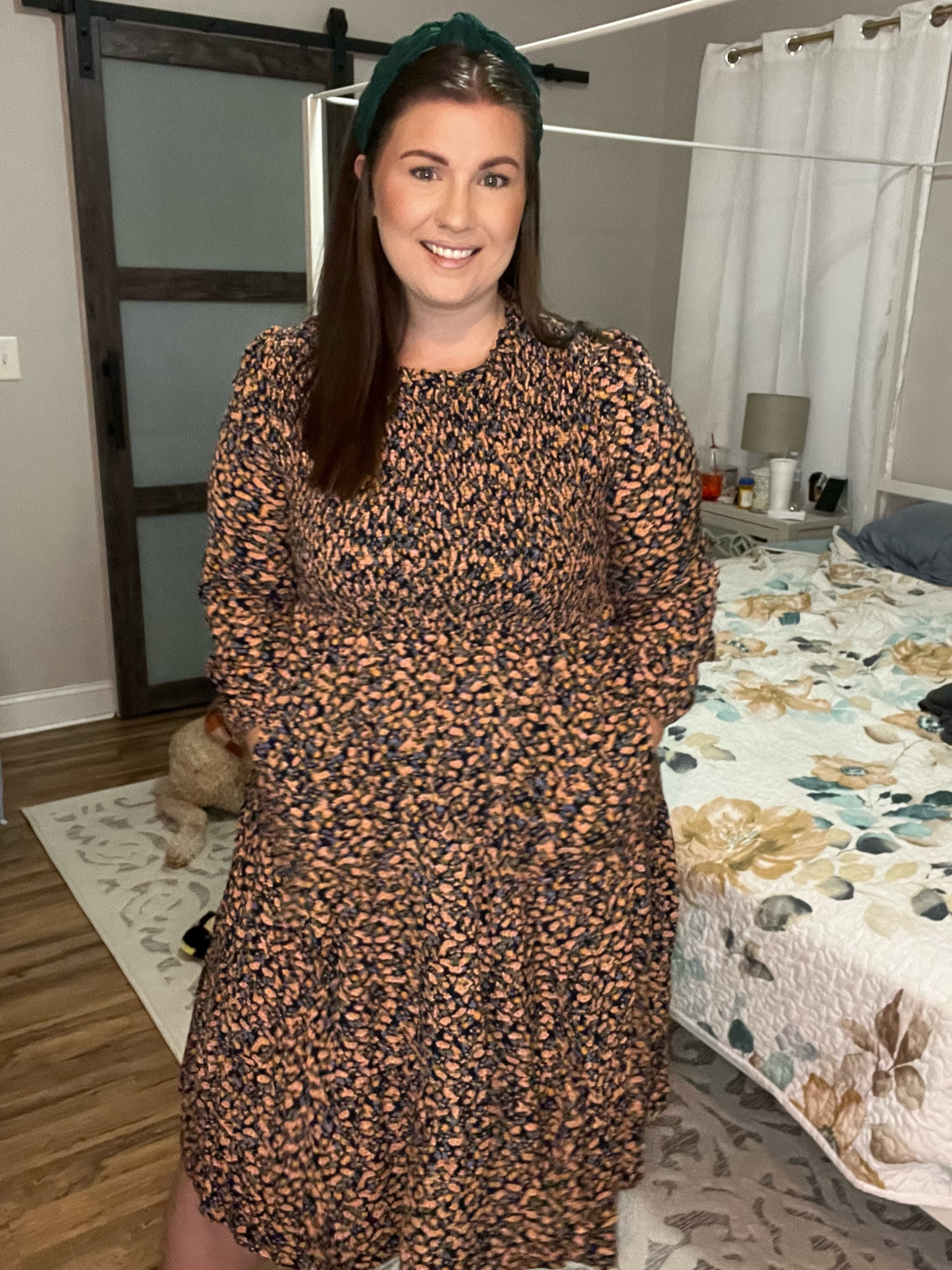 Smocked printed dress 