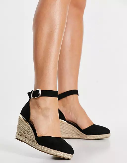Truffle Collection espadrille wedges in black | ASOS (Global)