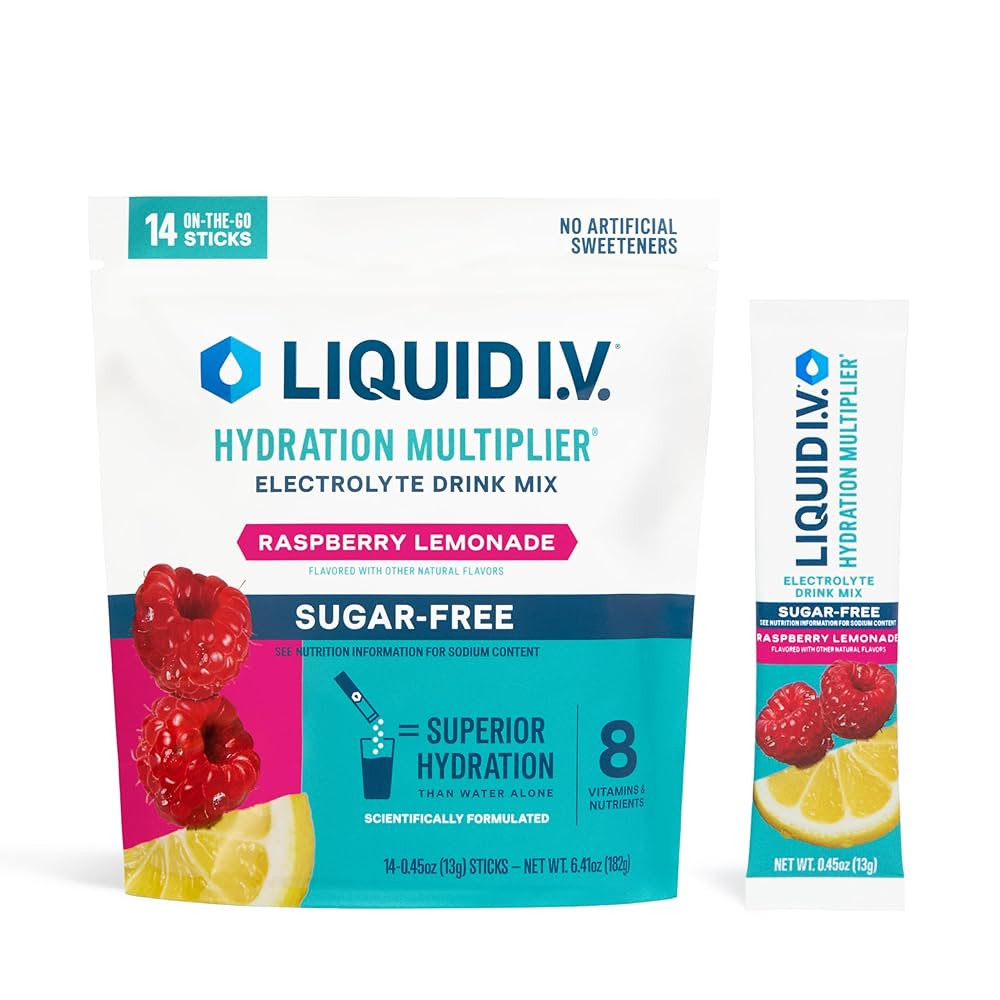 Liquid I.V.® Hydration Multiplier Sugar Free – Raspberry Lemonade | Electrolyte Powder Drink M... | Amazon (US)