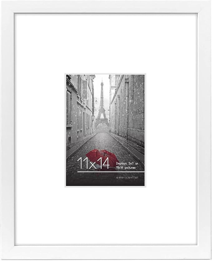 Americanflat 11x14 Picture Frame in White - Displays 5x7 With Mat and 11x14 Without Mat - Composi... | Amazon (US)
