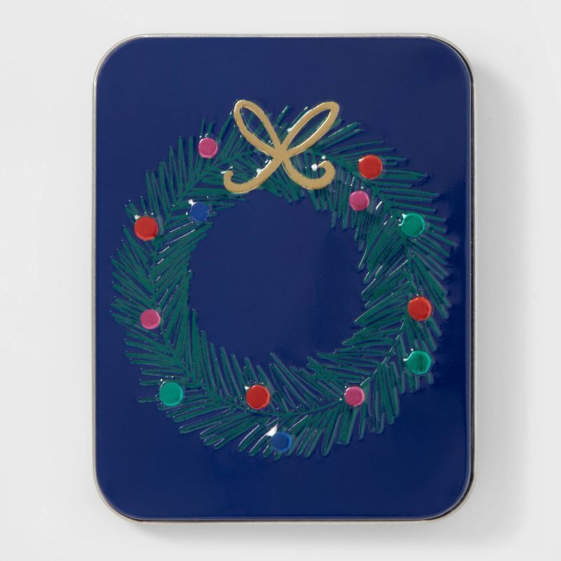 Holiday Wreath Tin Gift Card Holder Blue - Wondershop™ | Target