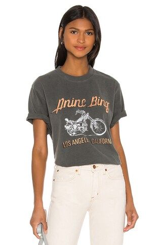 ANINE BING Lili Gun Powder Motorcycle Tee in Charcoal from Revolve.com | Revolve Clothing (Global)