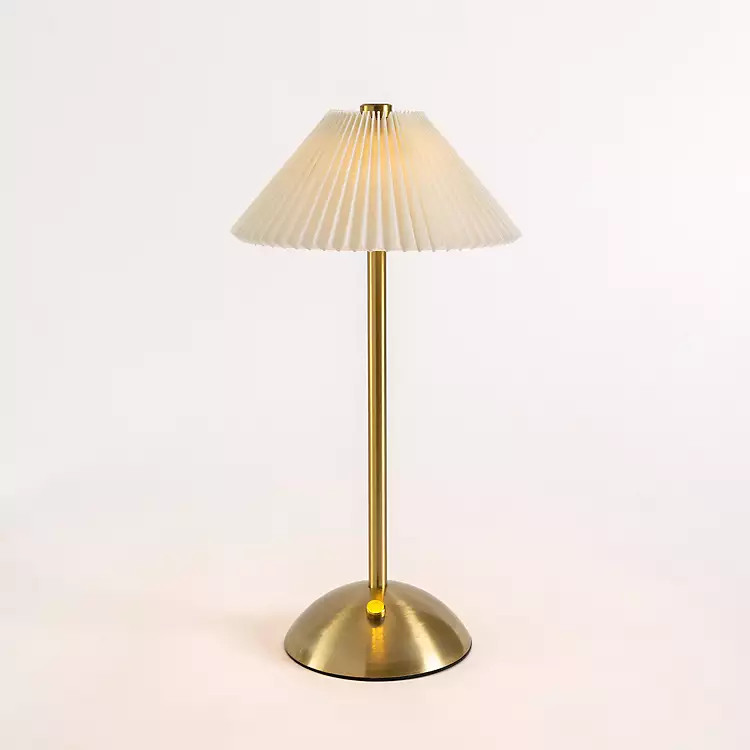 Gold Metal LED Table Lamp with Pleated Shade | Kirklands Home | Kirklands