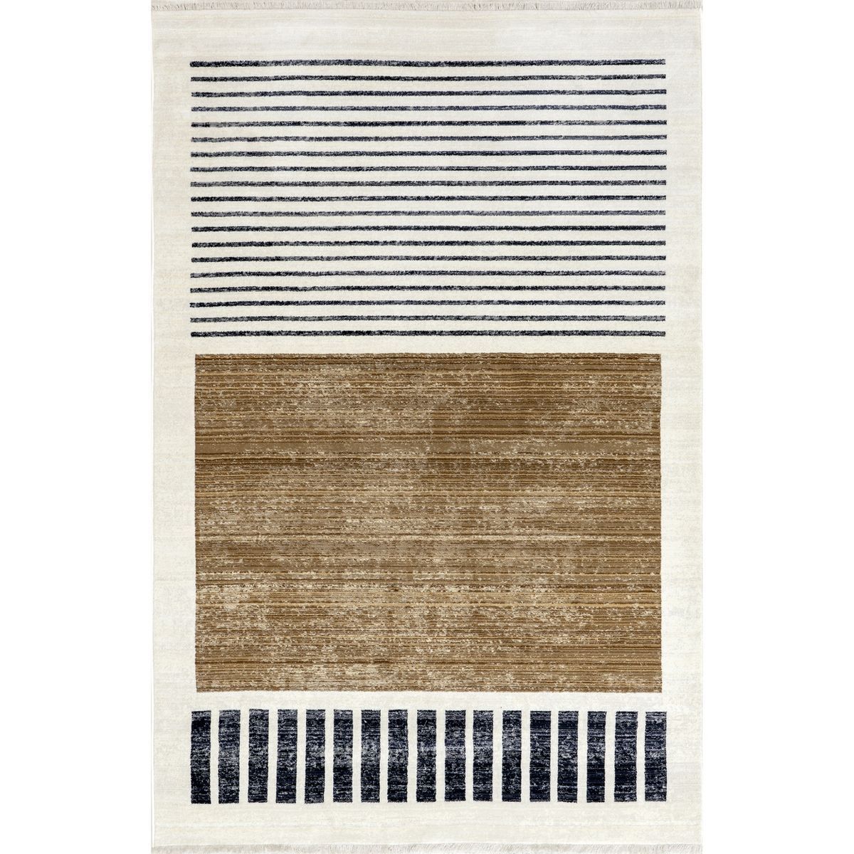 nuLOOM Keeva Modern Striped Fringe Area Rug 8x10, Beige | Target