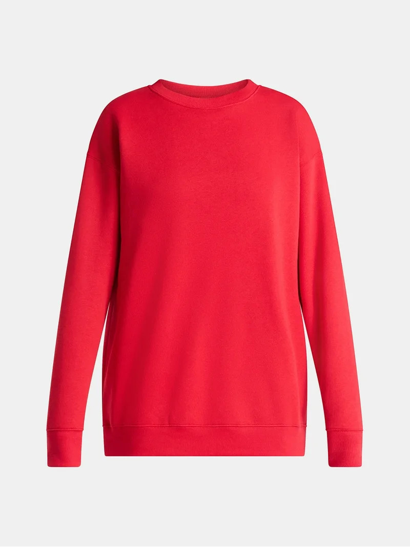 No Boundaries Fleece Oversized Sweatshirt with Long Sleeves, Women’s Sizes XXS-4X | Walmart (US)