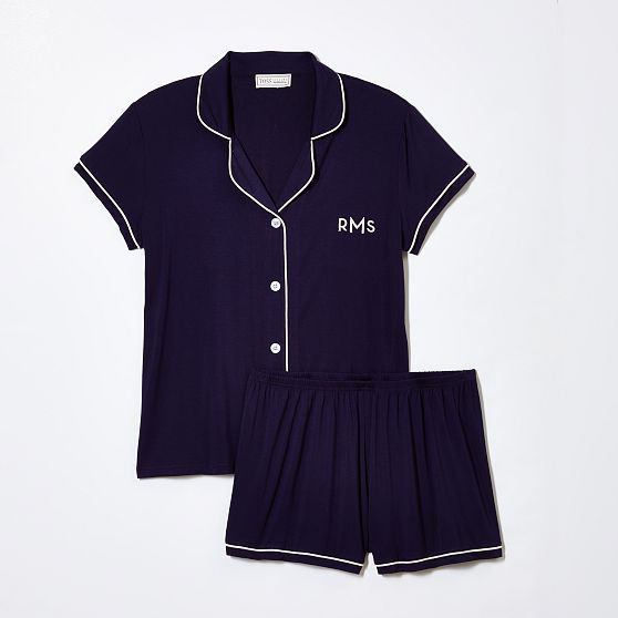 Short Pajama Set, Medium, Navy | Mark and Graham