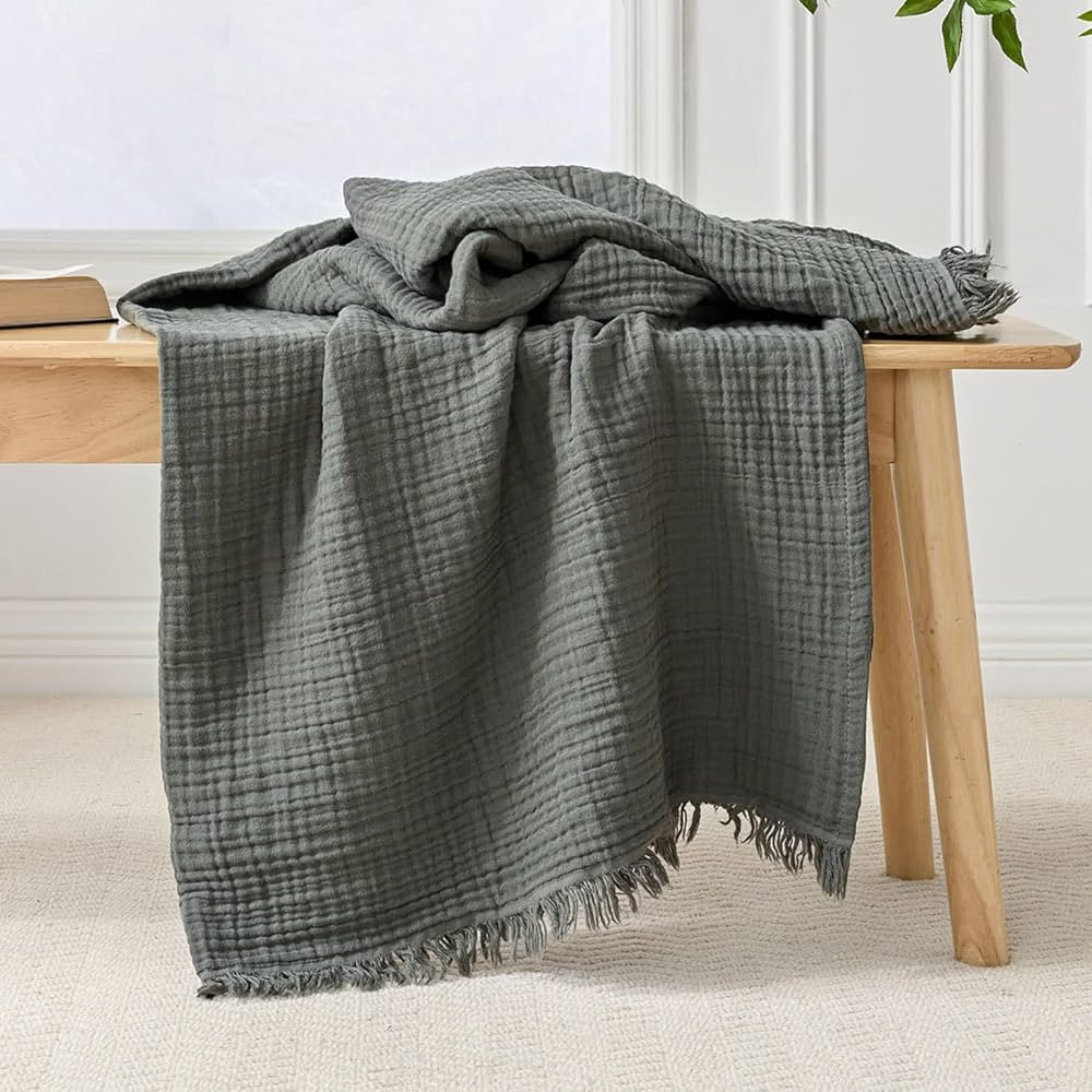 Esterra Muslin Throw Blanket 50x65 Inches Cozy Soft Lightweight Pre-Washed Cotton Blanket, All Se... | Amazon (US)