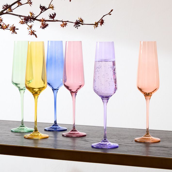 Estelle Colored Glass Champagne Flute (Set of 6) | West Elm (US)