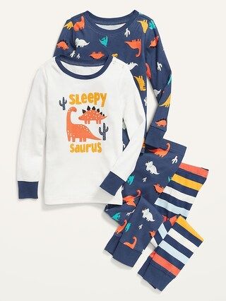 Unisex 4-Piece "Sleepy-Saurus" Graphic Pajama Set for Toddler & Baby | Old Navy (US)