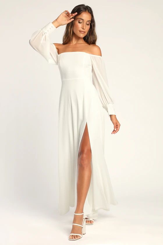 Feel the Romance White Maxi Dress White Dress With Sleeves White Dress Bride To Be Outfits | Lulus