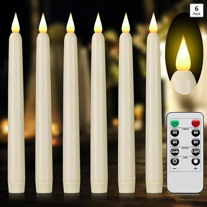 Flameless Taper Candles with Remote Control and Timer, Battery Operated LED Candlesticks with Fli... | Amazon (US)