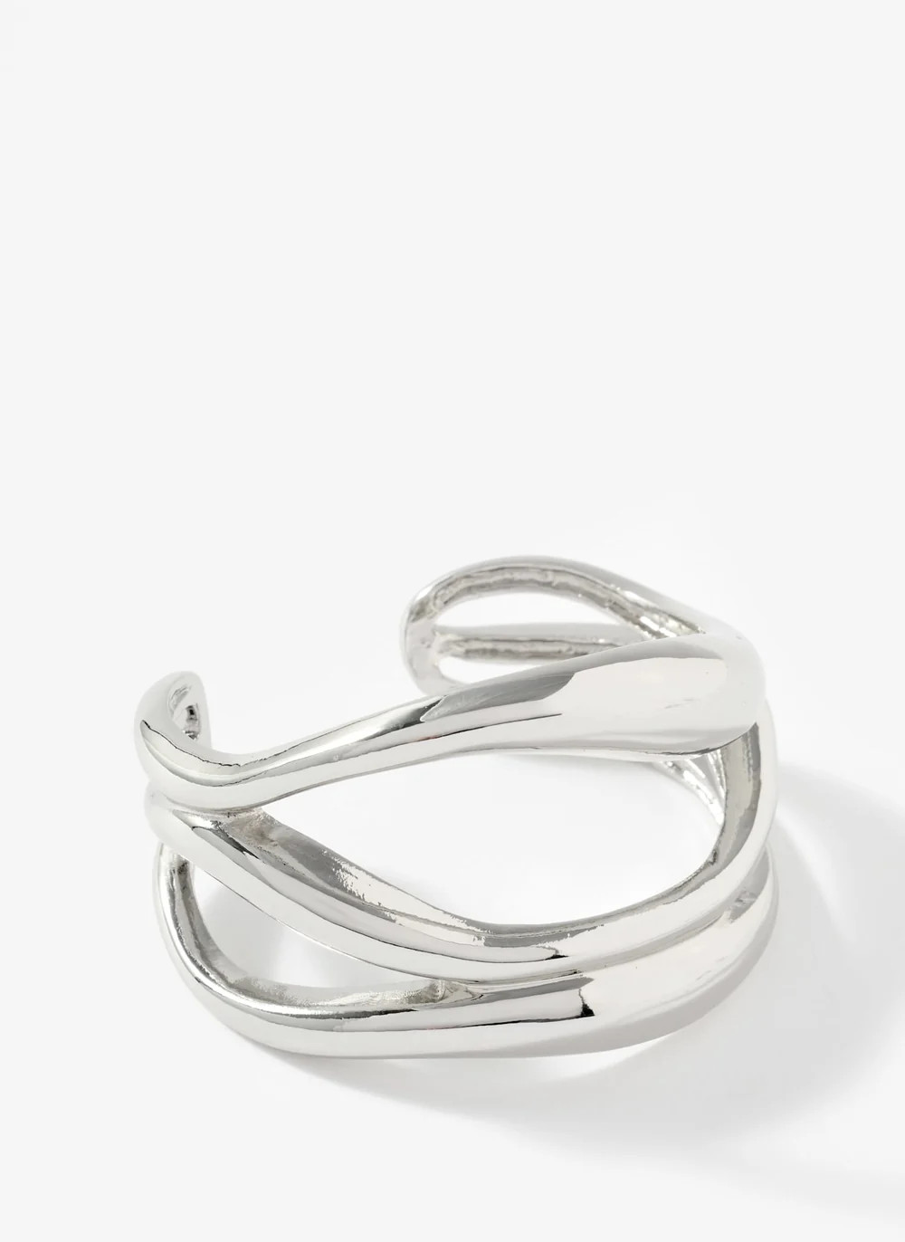 Silver Tone Sculpted Open Wave Bangle | Mint Velvet