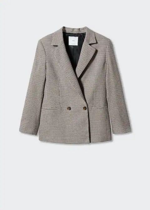 Houndstooth wool-blend blazer | MANGO (US)