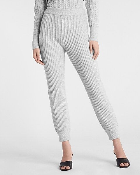 Super High Waisted Cable Knit Sweater Joggers | Express