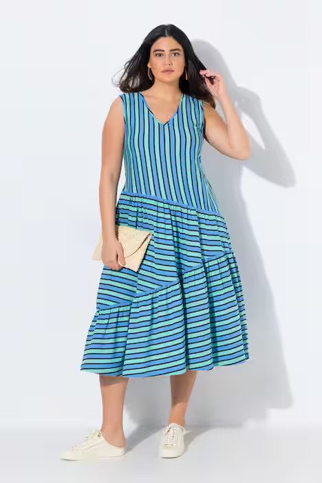 Eco Cotton Mixed Stripe Sleeveless Dress | Ulla Popken - US