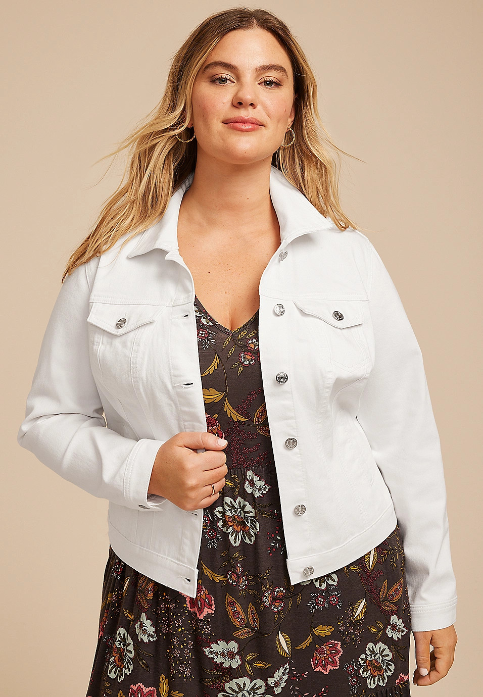 Plus Size White Denim Jacket | Maurices