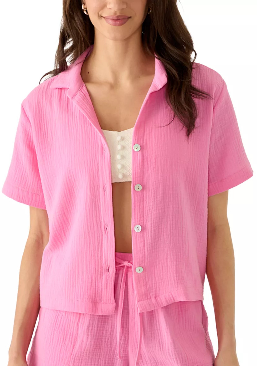 Solid Button Up Swim Coverup Shirt | Belk