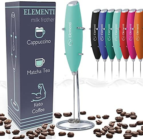 Elementi Milk Frother Handheld Electric Matcha Whisk (Mint Green), Electric Milk Frother for Coffee  | Amazon (US)