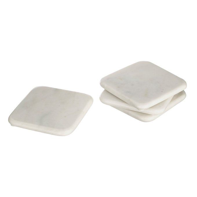 Set of 4 Square Marble Coasters in White | La Redoute (UK)