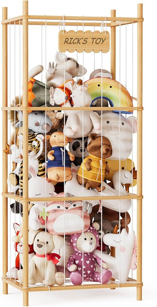 SpaceAid Stuffed Animal Storage Organizer, Wood Animals Zoo Toy Plushies Storage Holder, Large Ca... | Amazon (US)